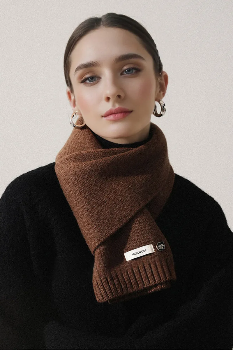 Soft 100 Wool Ribbed Knit Scarf