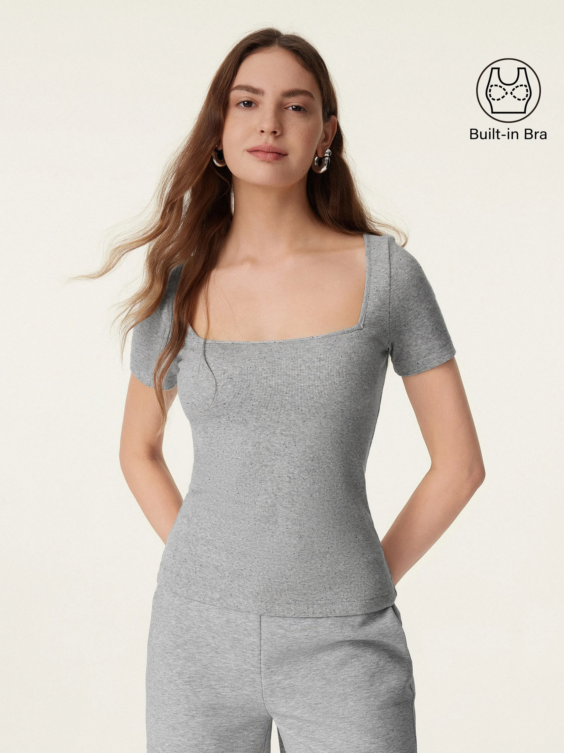 Square Neck Short Sleeve Cotton New Airy Brami