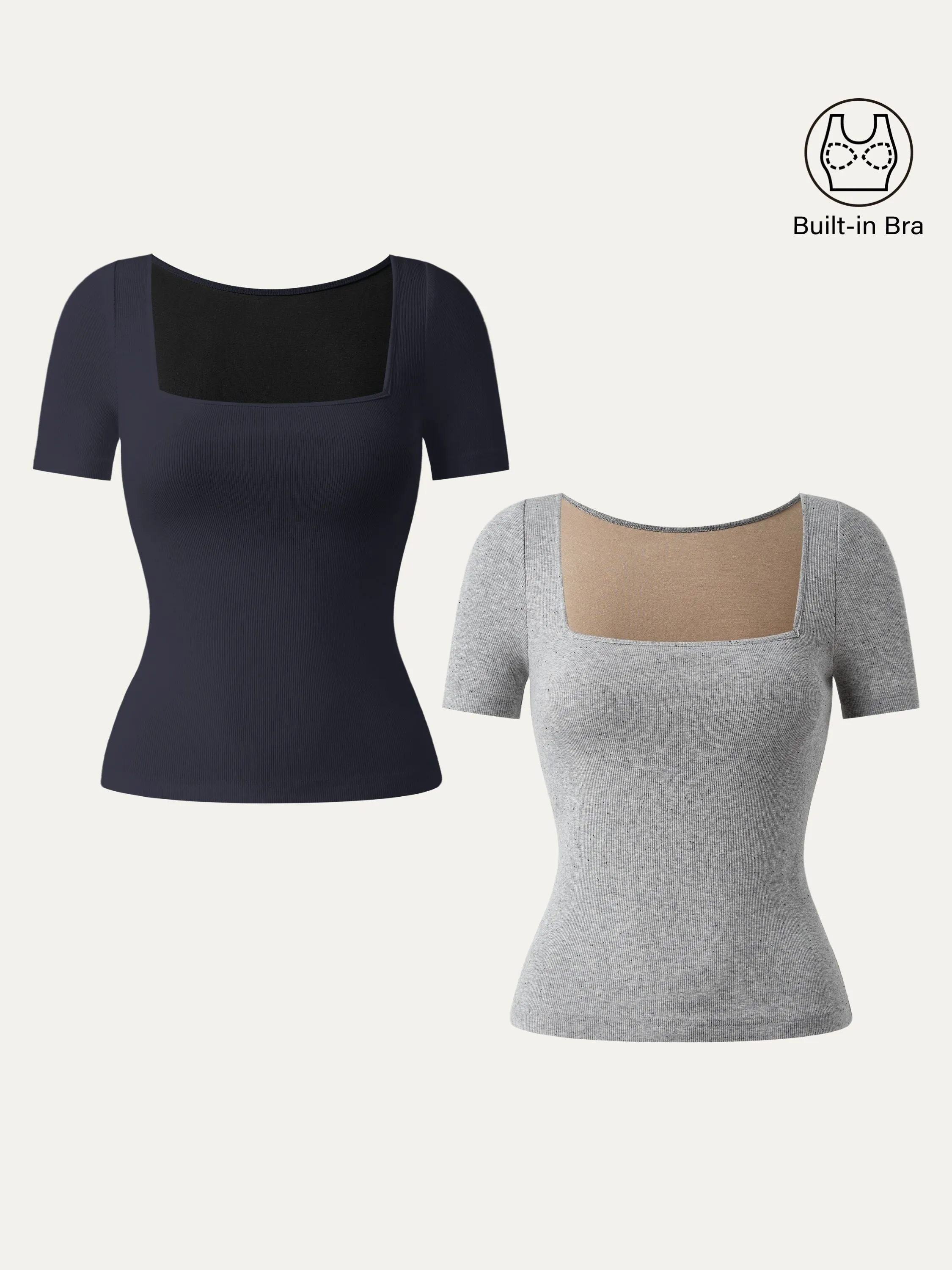 Square Neck Short Sleeve Cotton New Airy Brami