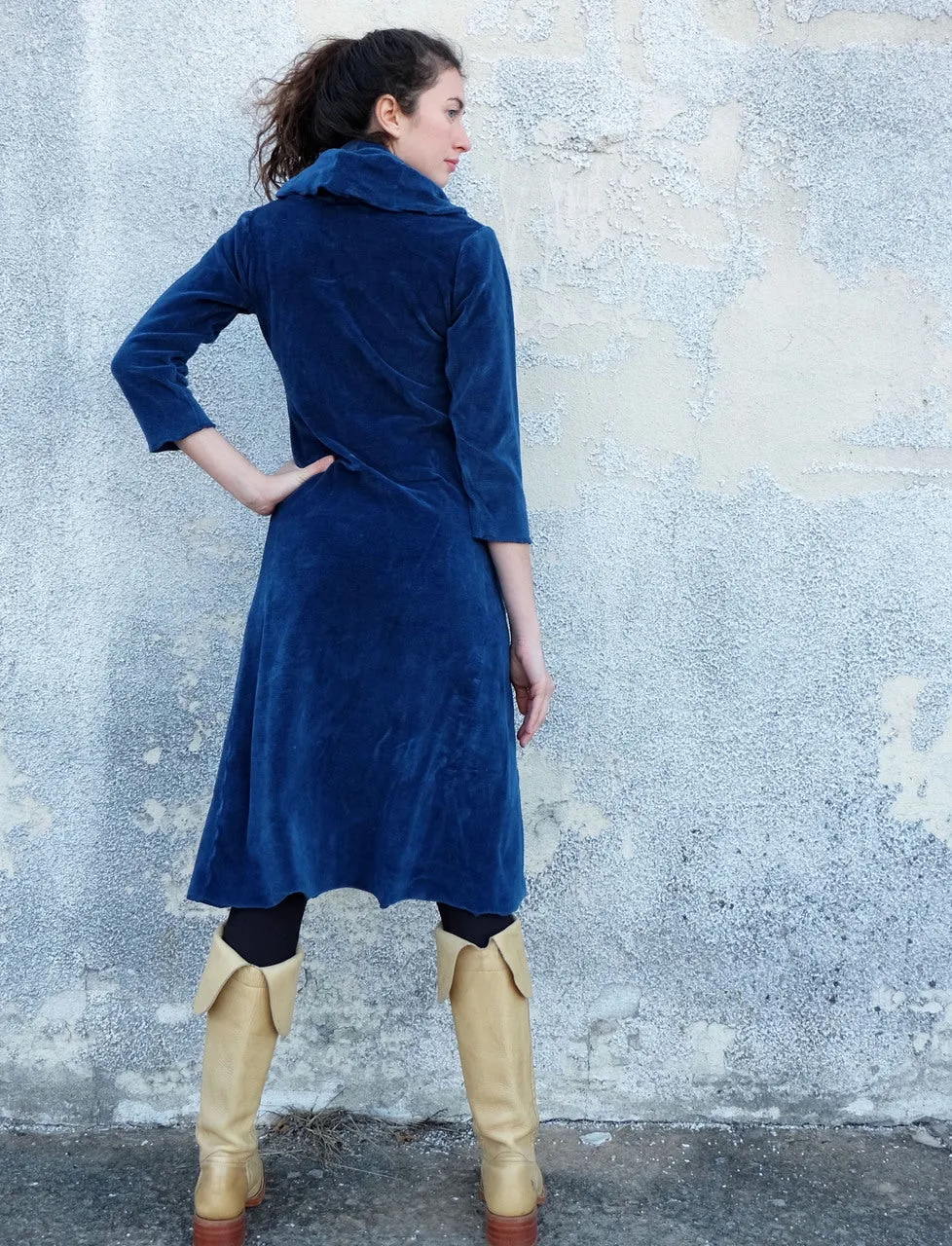 Super Cowl Simplicity VELOUR Below Knee Dress