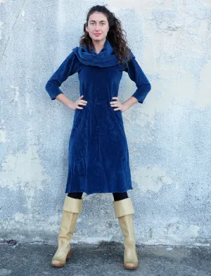 Super Cowl Simplicity VELOUR Below Knee Dress