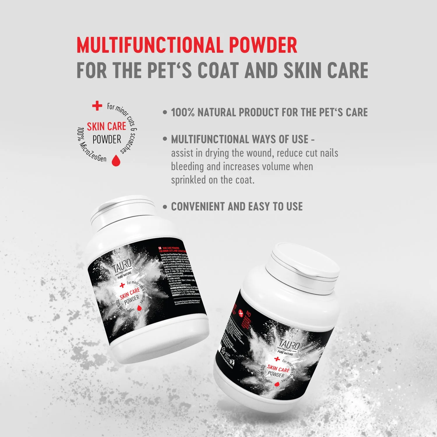 Tauro Pro Line Pure Nature pet skin care powder for minor cuts and scratches