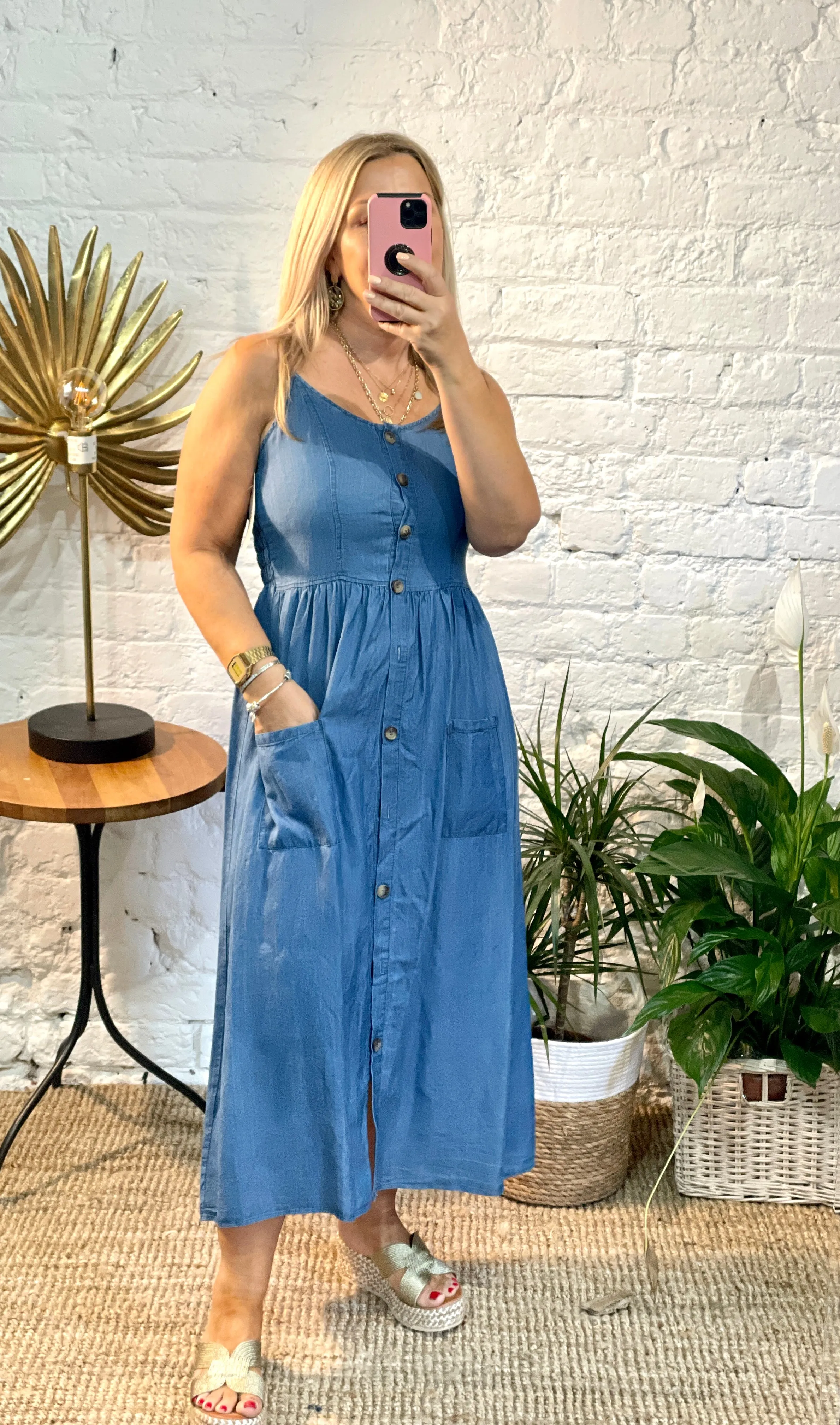 The Chambre denim mollie Button front sun dress