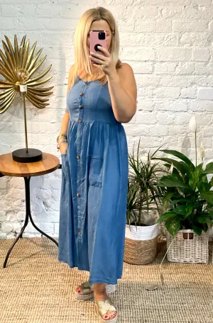 The Chambre denim mollie Button front sun dress