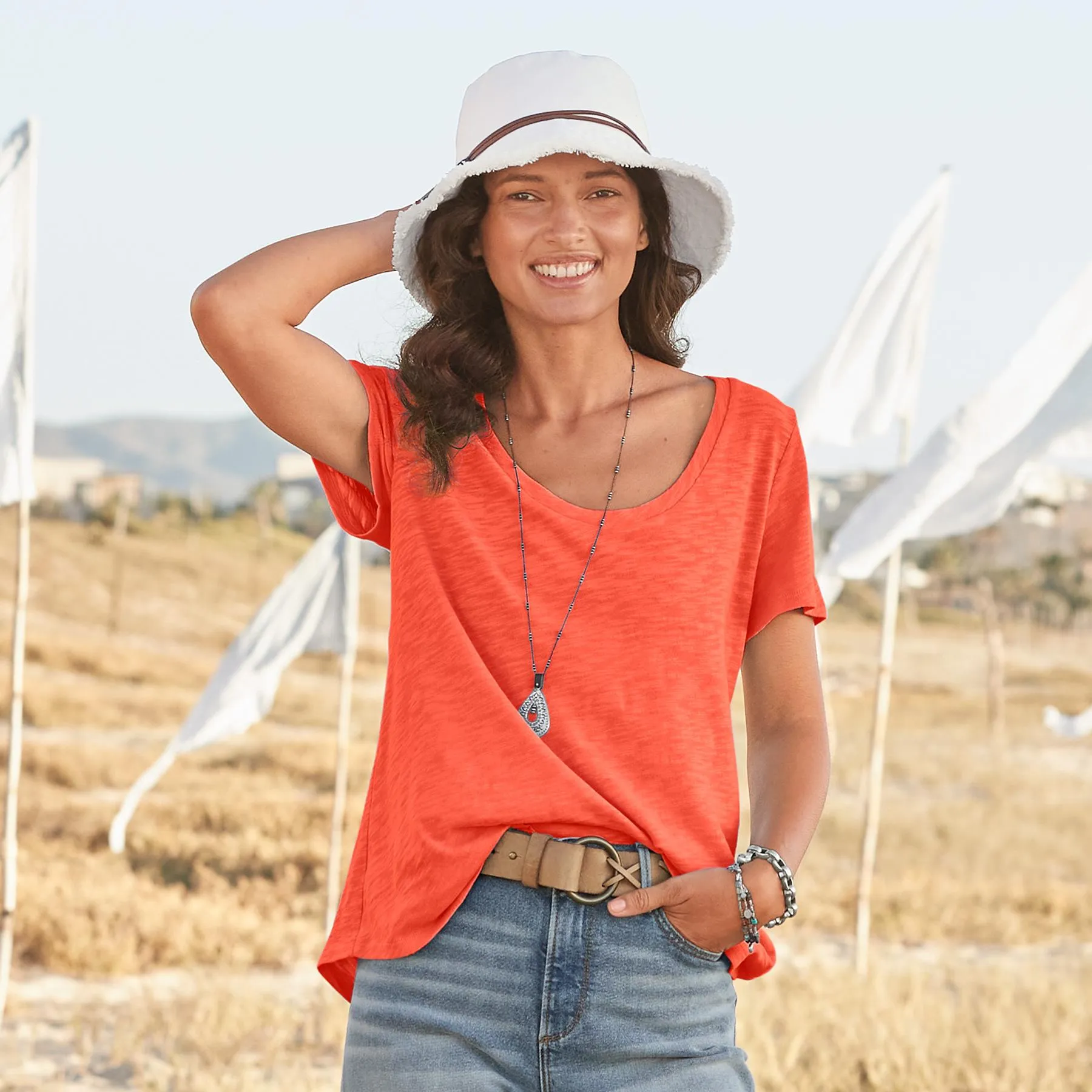Ultimate Airy Slub Scoopneck Tee, Petite