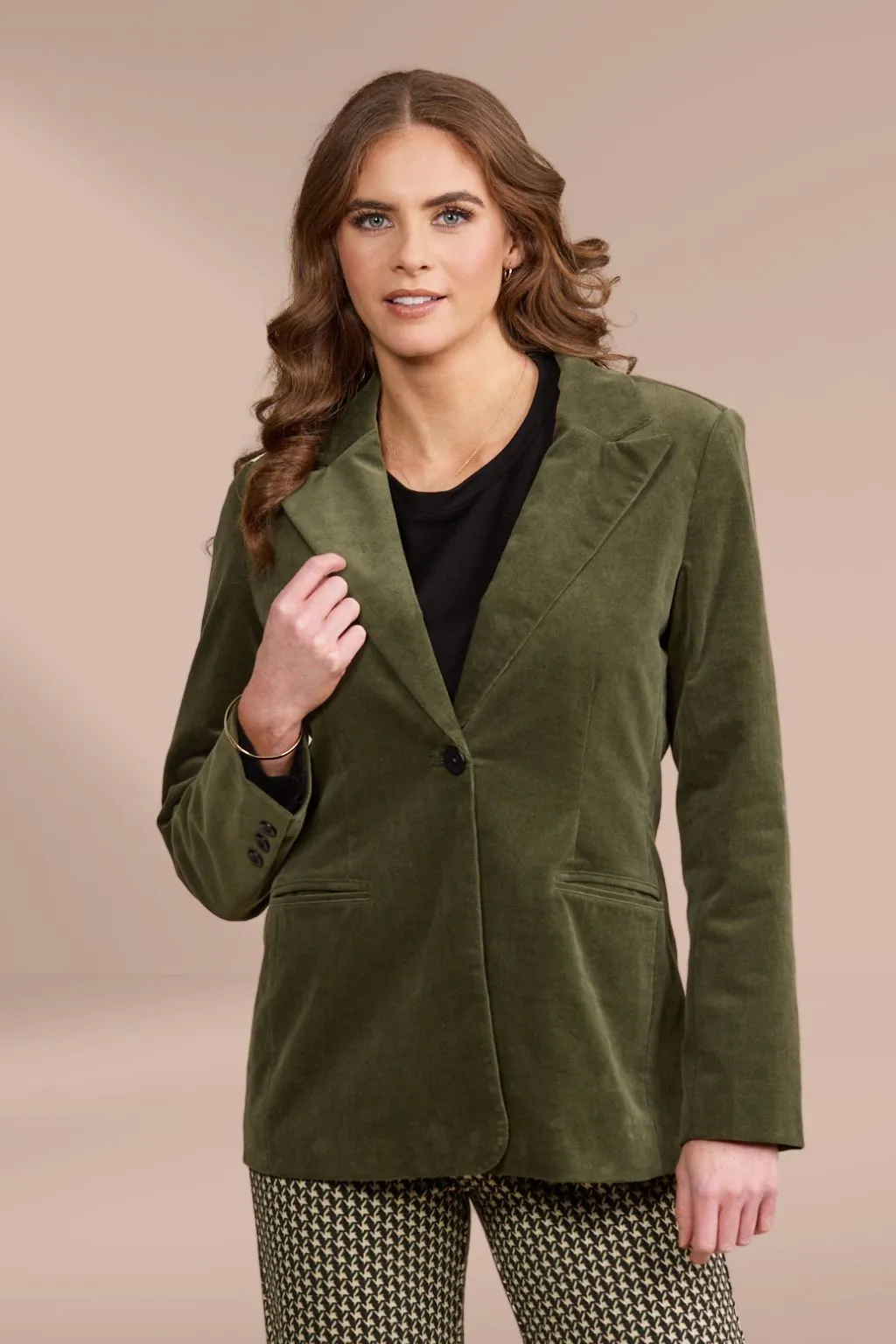 Vassalli Shaped Pinwale Cord Blazer Deep Sage