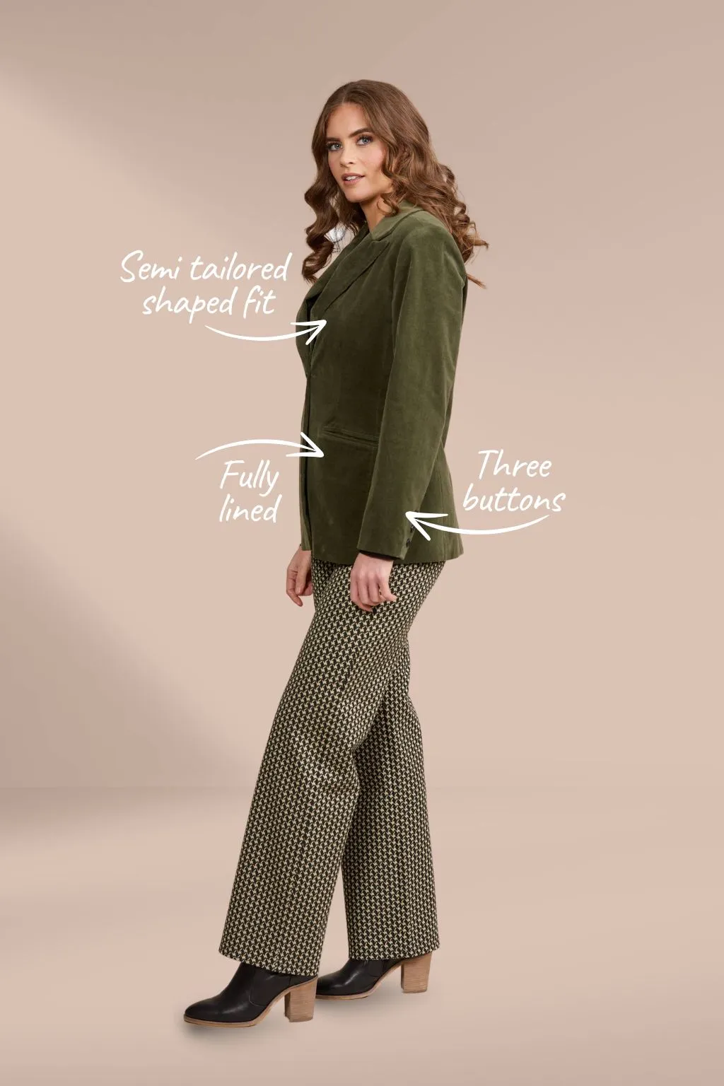 Vassalli Shaped Pinwale Cord Blazer Deep Sage