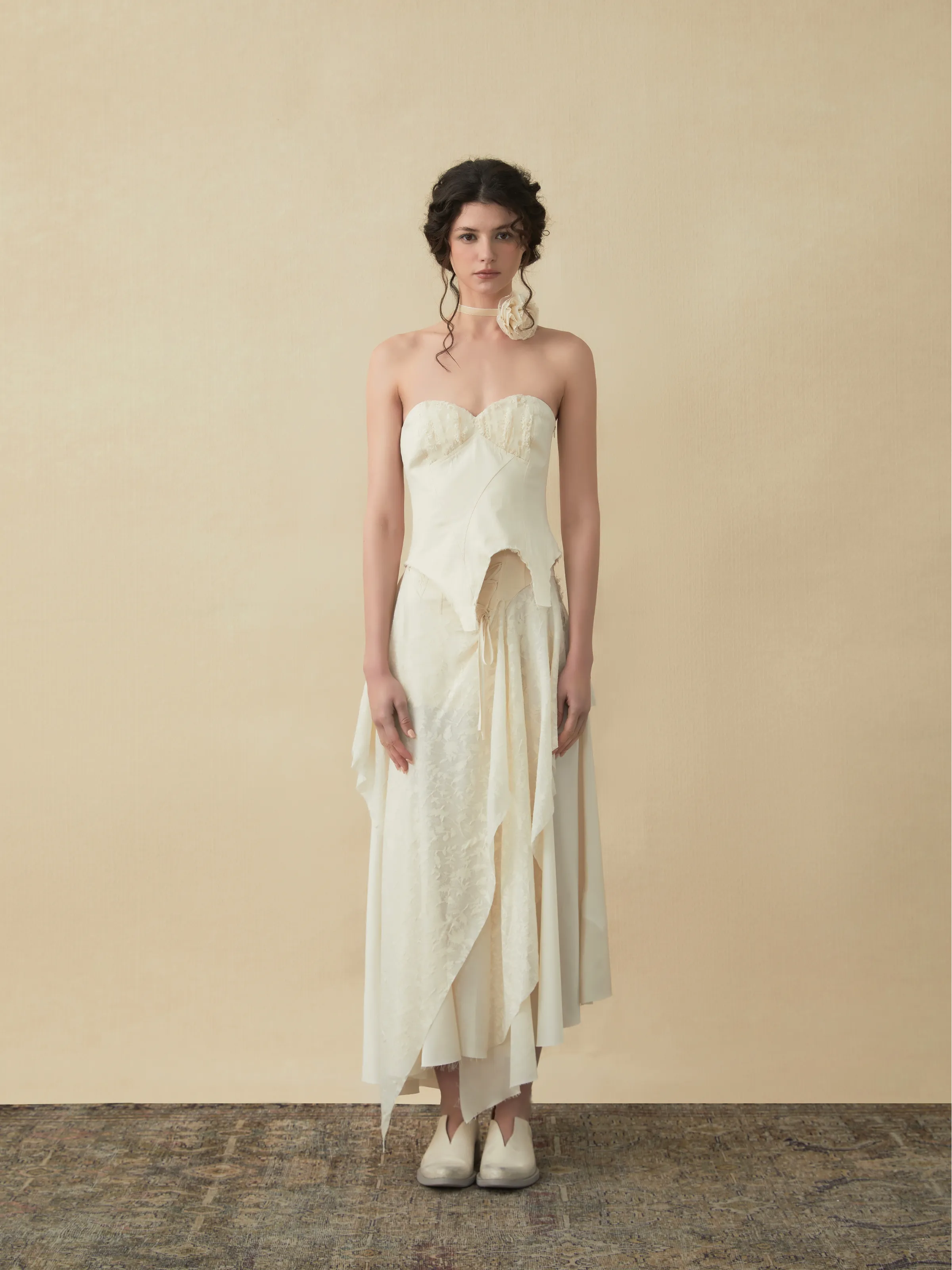 White Folded Layers Tube Top