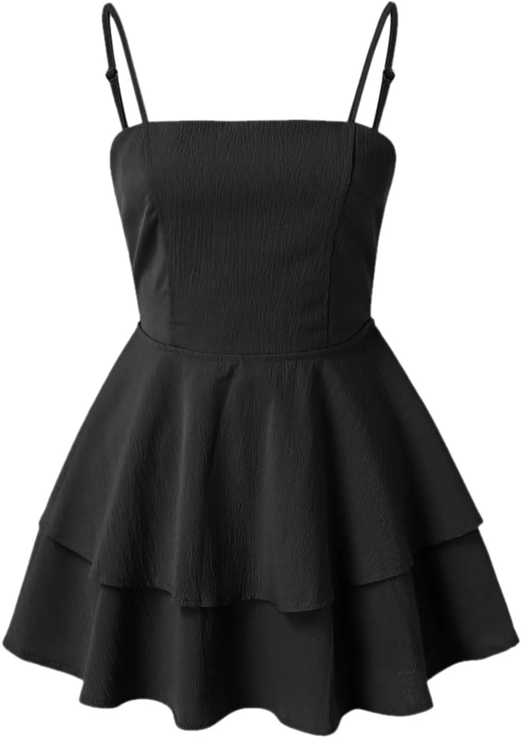 Women Summer Boho Ruffle Short Dress Strappy Layered Flowy Swing Tube Dress Solid Color Casaul Sun Beach Mini Dresses