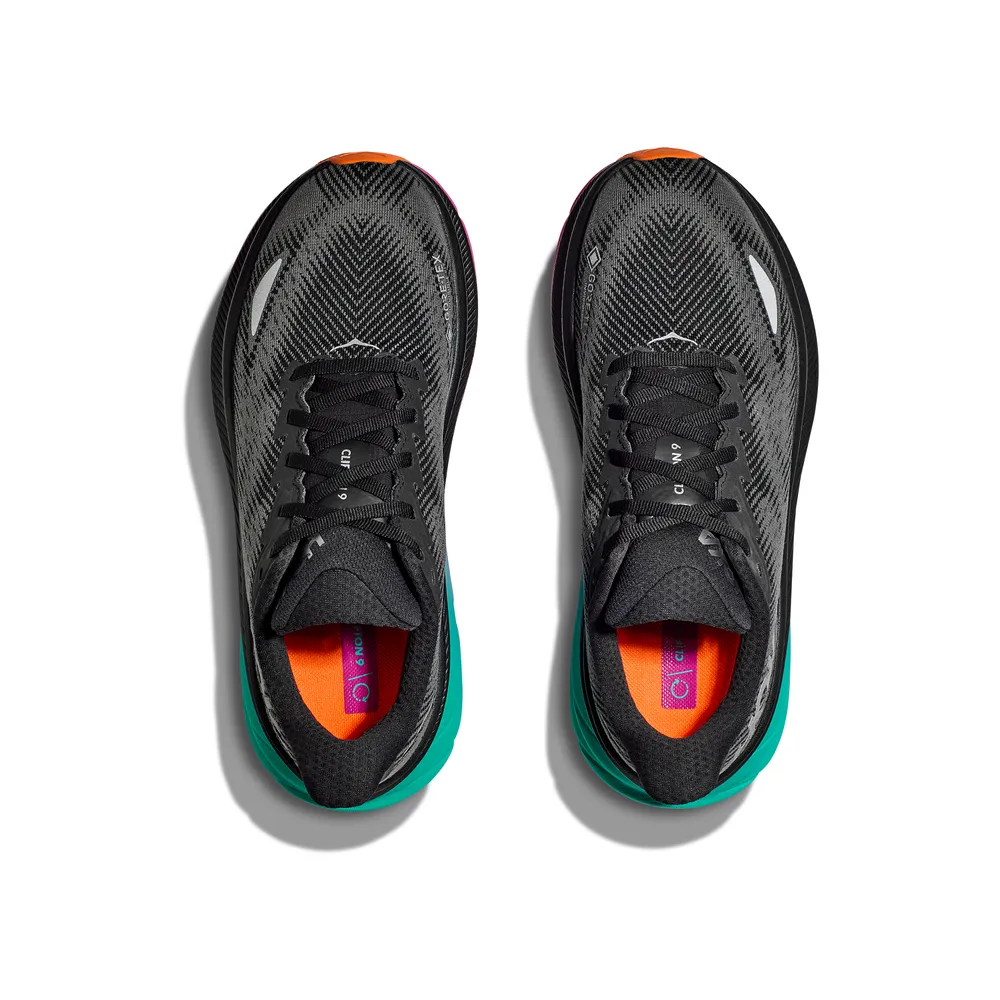 Womens Clifton 9 GTX - Black/Electric Aqua