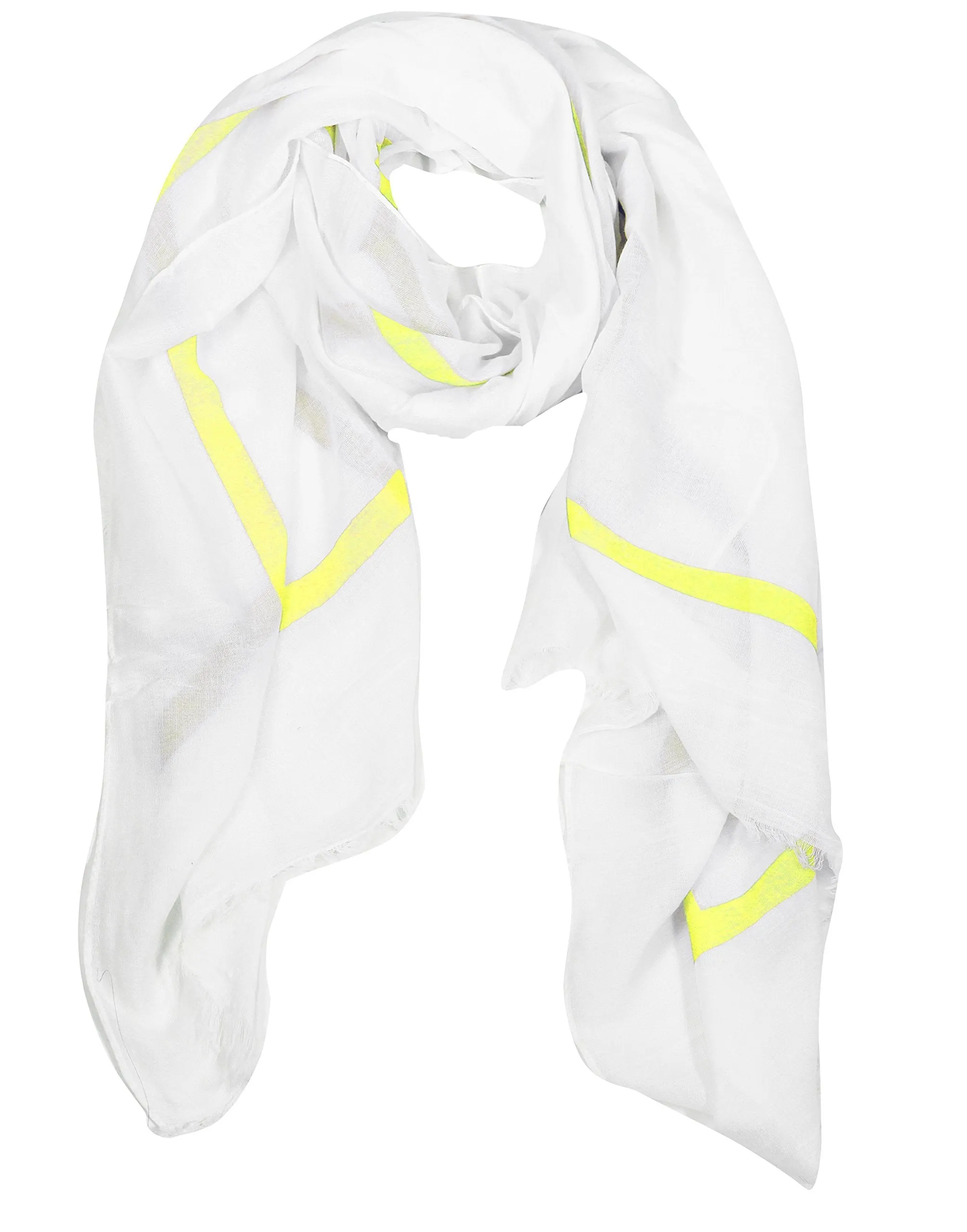 Yellow Vintage Soft Cotton Blend Block Stripe Shawl Wrap Scarf